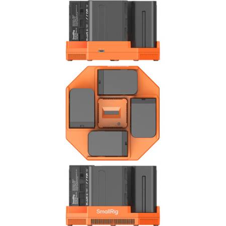 SmallRig 4834 - zestaw, ładowarka czterokanałowa do akumulatorów NP-F970 z akumulatorami, pomarańczowa_2